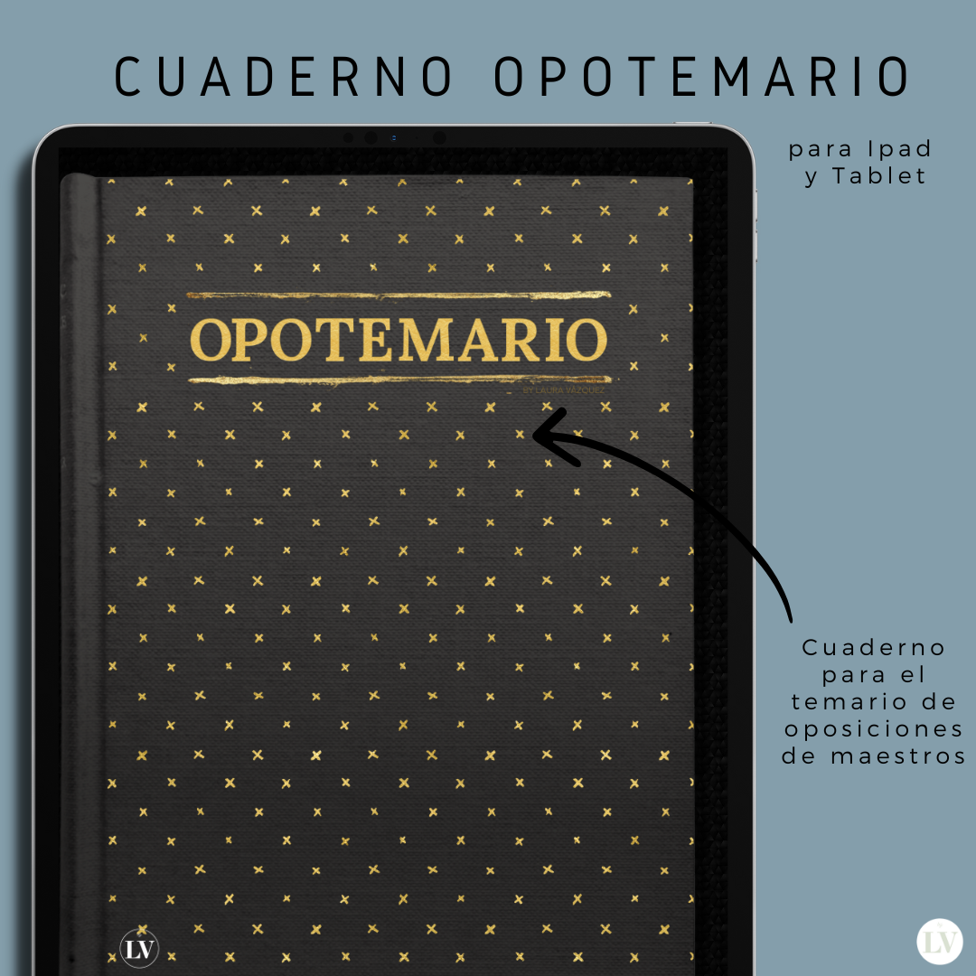 Cuaderno digital negro para el temario de las oposiciones de maestros (25 temas)