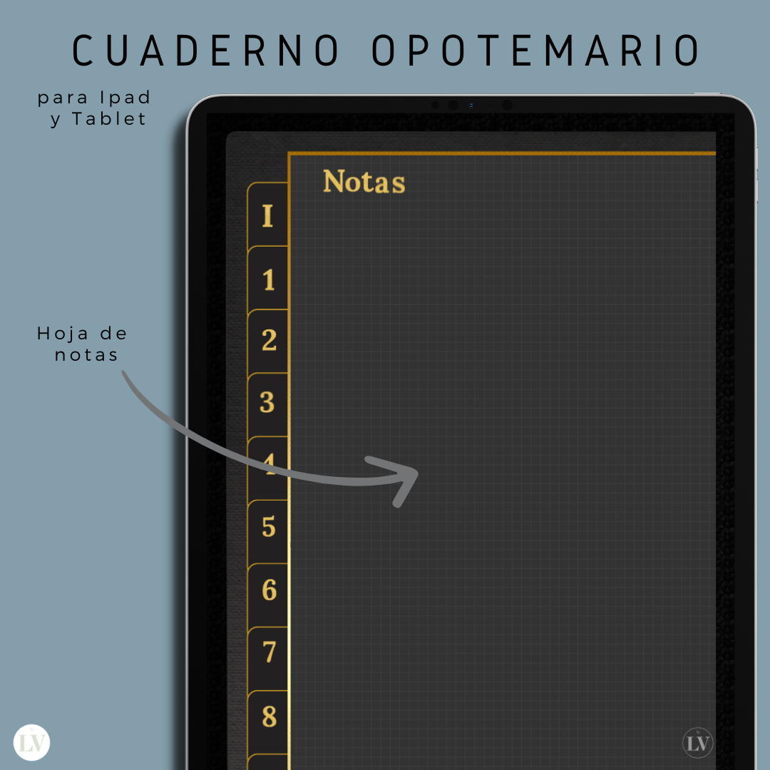 Cuaderno digital negro para el temario de las oposiciones de maestros (25 temas)