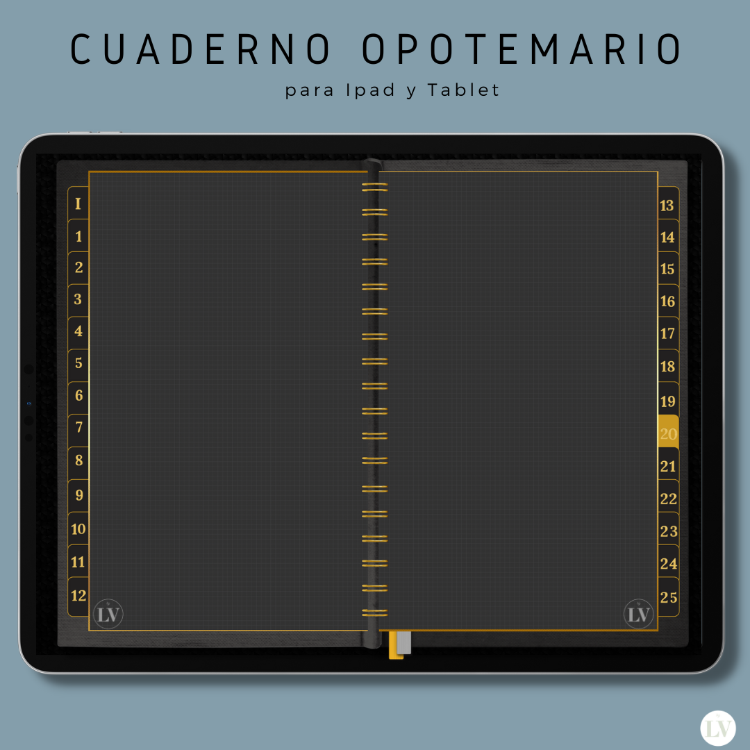 Cuaderno digital negro para el temario de las oposiciones de maestros (25 temas)