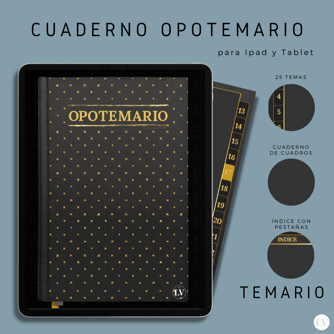 Cuaderno digital negro para el temario de las oposiciones de maestros (25 temas)
