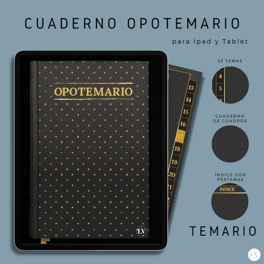 Cuaderno digital negro para el temario de las oposiciones de maestros (25 temas)